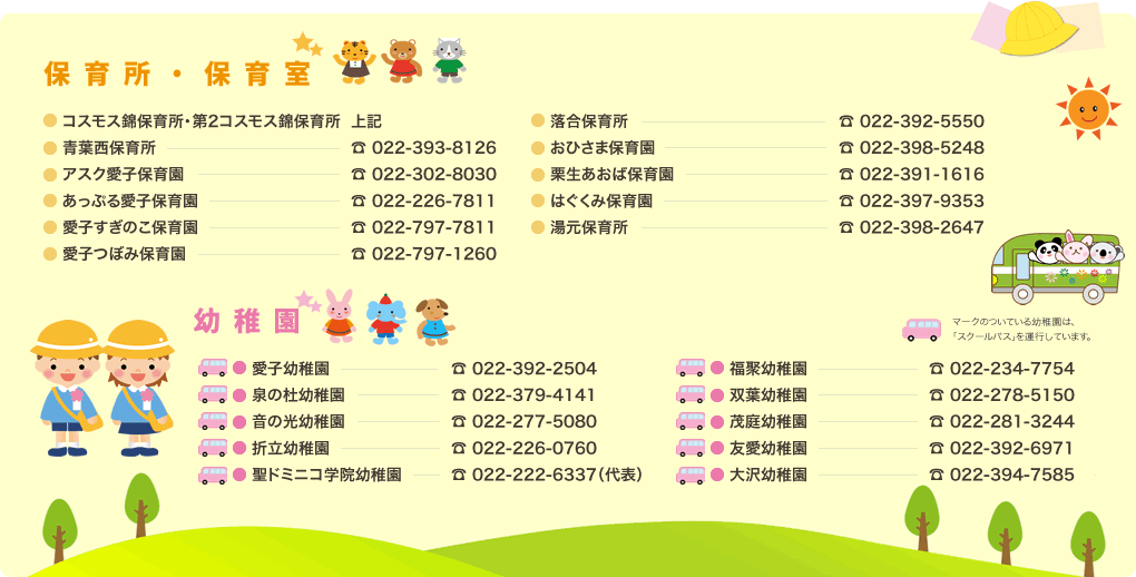 錦ケ丘の保育園、幼稚園